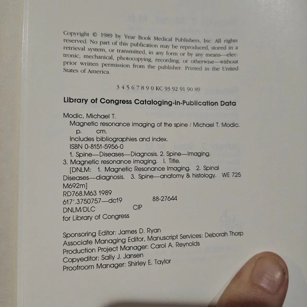 Magnetic resonance imaging of the spine Hardcover Michael Modic 9780815159568